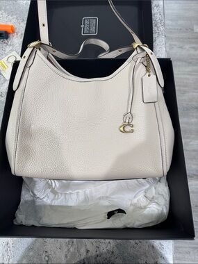 Coach Chalk Pebbled Leather Hobo with Gold Hardware